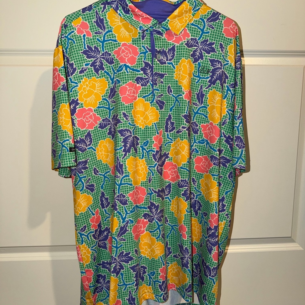 Good Good Golf Polo (Green Floral) XL NWT
